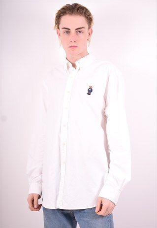 POLO RALPH LAUREN MENS VINTAGE POLO SHIRT XL WHITE 90'S