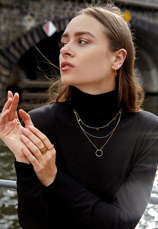 JEWELLERY SET 2 PCS.: CIRCLE PENDANT NECKLACE AND BRACELET