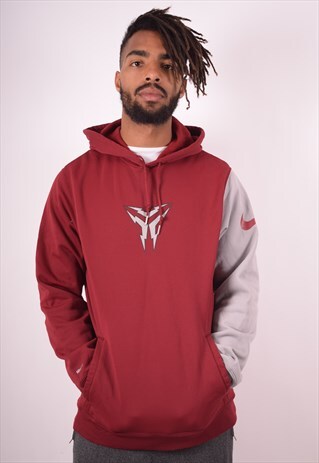 NIKE MENS VINTAGE HOODIE JUMPER MEDIUM MAROON 90S