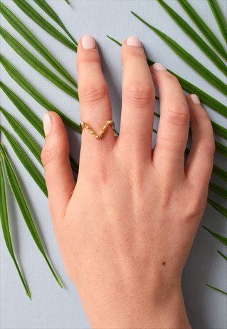 GOLD STACKING RING BOTTOM OF HEART WITH BALLS HANDMADE