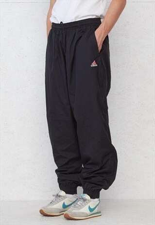 VINTAGE RETRO BLACK ADIDAS TRACK BOTTOMS JOGGERS