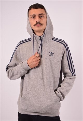 VINTAGE ADIDAS HOODIE JUMPER GREY
