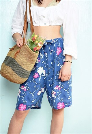 VINTAGE 90S RETRO BOHO HIPPIE FESTIVAL FLORAL SUMMER SHORTS