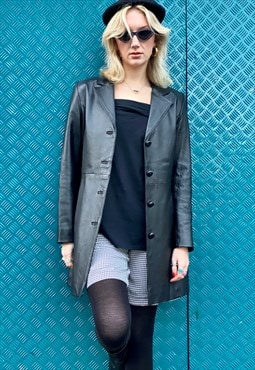Vintage 90s Matrix Style Sleek Leather Jacket