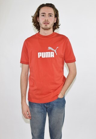 VINTAGE 90S RED PUMA ROUND NECK T SHIRT
