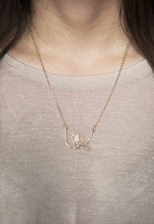 GRAPHIC BIRD NECKLACE (GOLD)