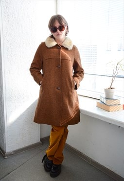 Vintage 70's Brown/Orange Wool  Coat