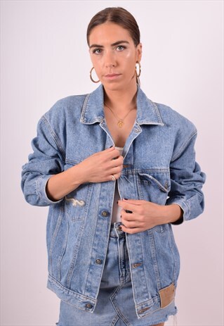 WOMENS VINTAGE DENIM JACKET MEDIUM BLUE 90S