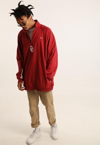 VINTAGE NIKE EMBROIDERED LOGO 1/4 ZIP SWEATSHIRT