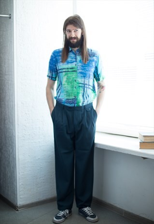 VINTAGE 80'S EMERALD BLUE/GREEN TROUSERS