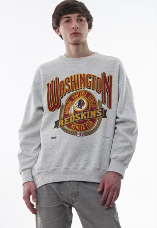 VINTAGE RED SKINS WASHINGTON NFL CREW NECK 90S GREY