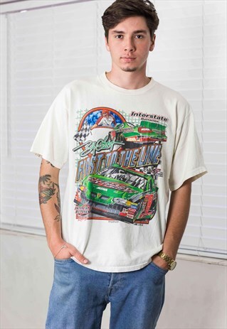 VINTAGE RACING T-SHIRT LOGO 90S L 8.5