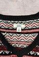 VINTAGE KNITTED JUMPER ABSTRACT PATTERNED KNIT SWEATER