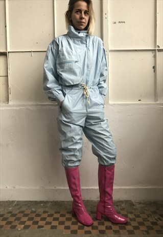 VINTAGE 90' UNIQUE COOL SEXY PASTEL BLUE JUMPSUIT