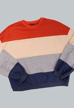 Vintage  Unknown Sweatshirt Colour block Orange Large