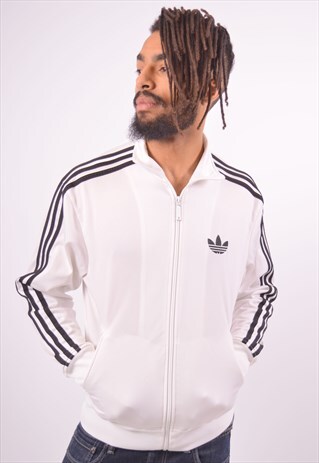 VINTAGE ADIDAS TRACKSUIT TOP JACKET WHITE