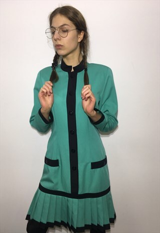 VINTAGE 90' BEAUTIFUL TURQUOISE CLASSIC DRESS