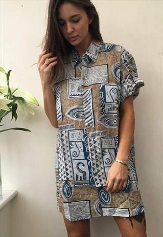 PATTERNED ABSTRACT OVERSIZED VINTAGE UNISEX FESTIVAL SHIRT