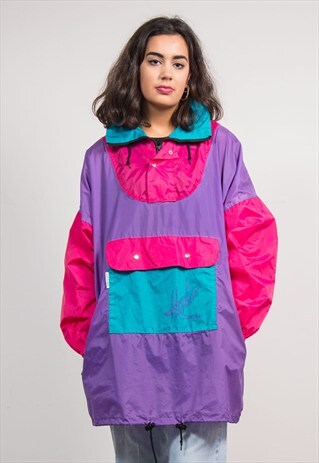 90'S VINTAGE BRIGHT COLOURBLOCK CAGOULE JACKET