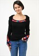 HANDKNITTED ABSTRACT PATTERN COZY BLACK PULLOVER JUMPER 3727
