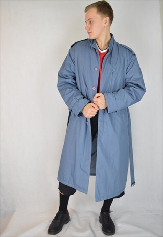 VINTAGE CLASSIC BLUE OVERSIZE TRENCH COAT