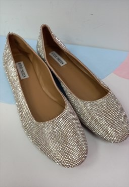 Embellished Flat Shoes Silver Diamante Pumps