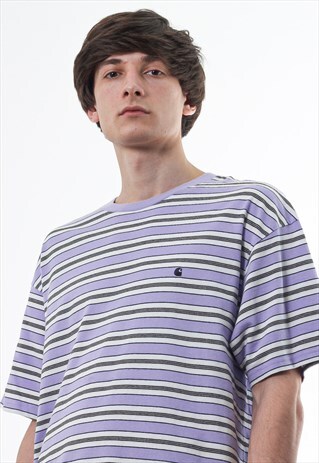 VINTAGE CARHARTT TEE PURPLE WHITE STRIPED