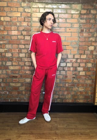 all red adidas tracksuit