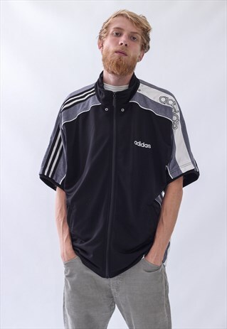 VINTAGE MENS ADIDAS SHORT SLEEVE TRACK TOP JACKET