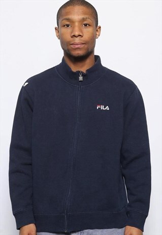 VINTAGE FILA FULL ZIP LOGO SWEATSHIRT NAVY BLUE