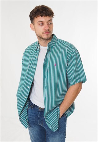 VINTAGE RALPH LAUREN SHIRT STRIPED GREEN