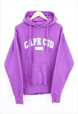 Vintage Cape Cod Drawstring Hoodie Purple With Spell Out