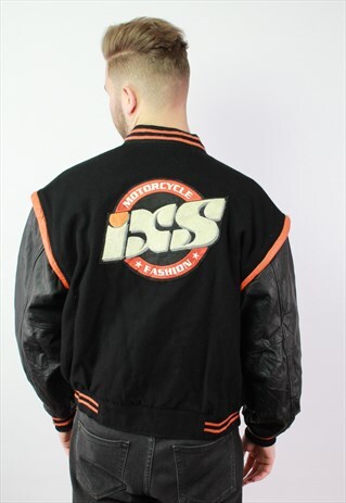 IXS MOTORCYCLES RACING VINTAGE VARSITY BOMBER JACKET