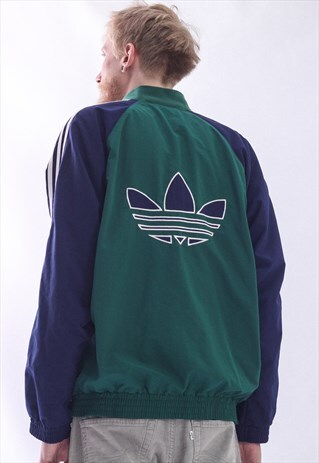 VINTAGE MENS ADIDAS BIG LOGO WINDBREAKER BOMBER SUIT JACKET
