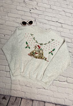 Vintage Christmas Teddy Bear Sweatshirt Jumper