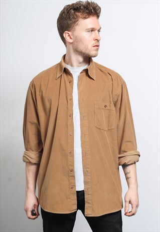 VINTAGE CORDUROY CORD SHIRT BROWN