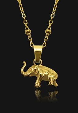 Dainty Elephant 18k Gold Plated Pendant Necklace 