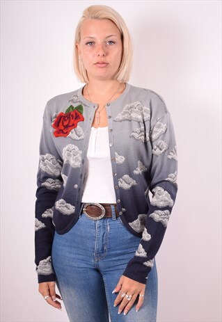 KENZO WOMENS VINTAGE CARDIGAN SWEATER MEDIUM MULTI 90S