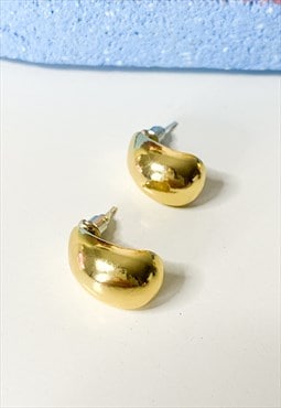 Gold Teardrop Half Hoops