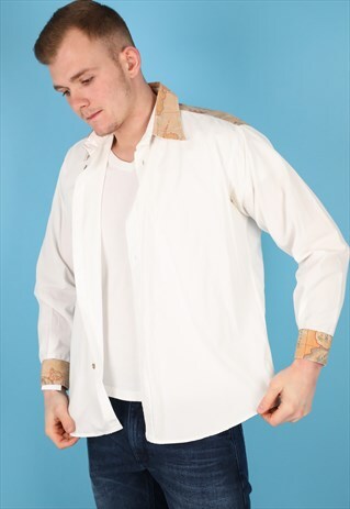 VINTAGE WORLD MAP PATTERN SHIRT IN MULTI NS224