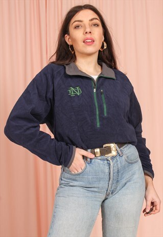 VINTAGE 90S COLUMBIA 1/4 ZIP FLEECE IN NAVY