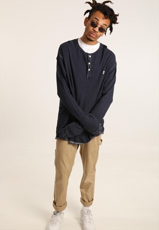 VINTAGE TIMBERLAND EMBROIDERED LOGO BUTTON UP SWEATSHIRT