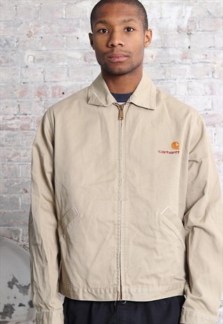 VINTAGE CARHARTT LOGO WORK WEAR JACKET BEIGE