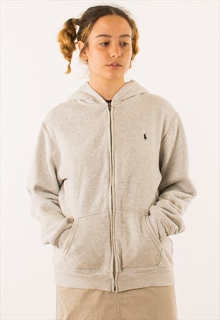 VINTAGE GREY POLO RALPH LAUREN FULL ZIP HOODIE