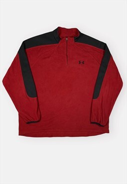 Vintage Under Armour embroidered red 1/4 zip fleece jumper L