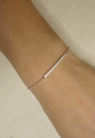 FINE BAR CUBIC ZIRCONIA BRACELET IN STERLING SILVER