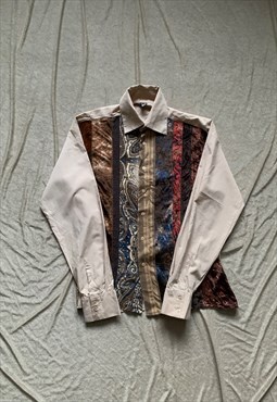Vintage Boho Velour Patchwork Shirt 