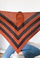 VINTAGE 90S STRIPED CROCHET TRIANGLE SCARF IN BROWN / BLACK