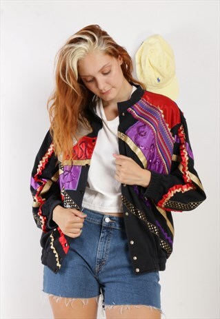 VINTAGE FESTIVAL APPLIQUED BOMBER JACKET X263