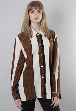 VINTAGE 80S BROWN STRIPE SHIRT